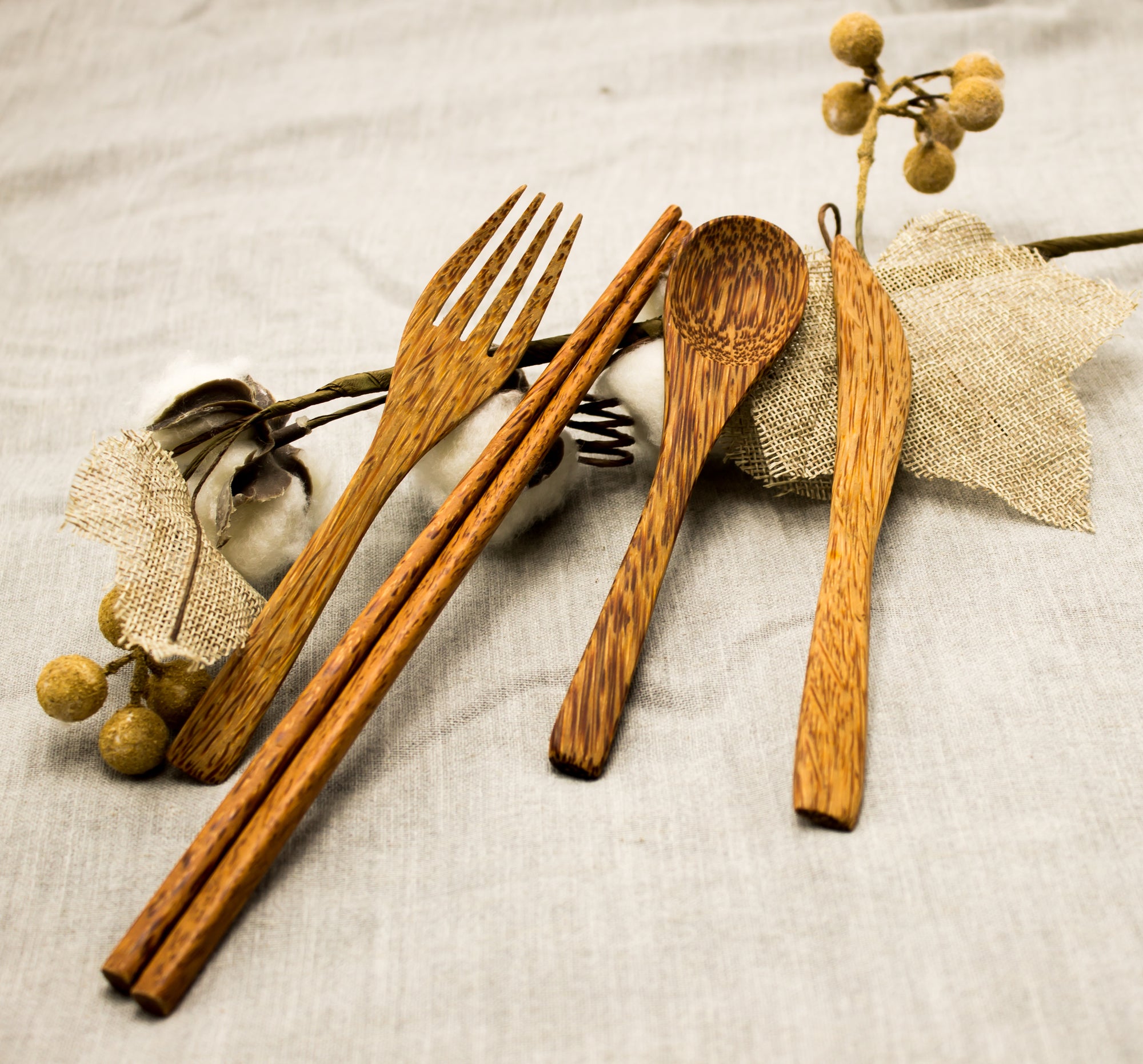 All natural hand crafted wooden utensils set